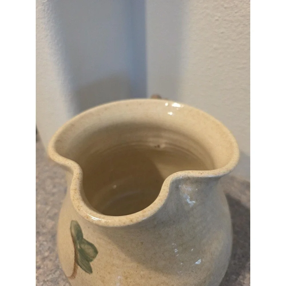 VTG Studio Pottery Pitcher Raised Grapes Twisted Handle Signed 6